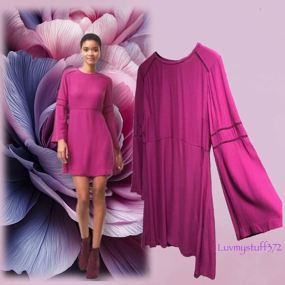 Cute LOFT Pink Midi Dress with pretty cutout details. - Picture 1 of 10